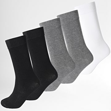 Only And Sons - Lot De 5 Paires De Chaussettes Riley Bambus Basic Noir Gris Chiné Blanc