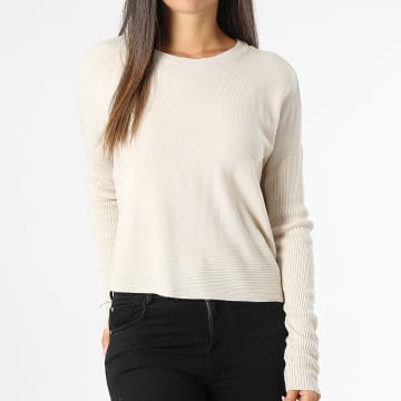 Only - Pull Crop Femme Sun Beige