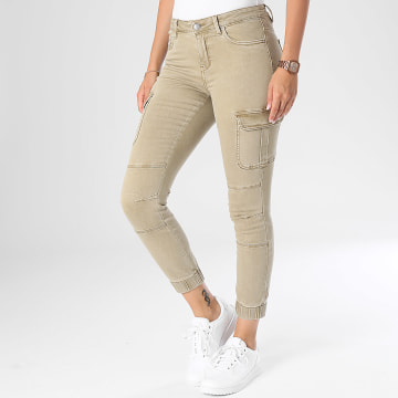 Only - Pantalon Cargo Skinny Femme Missouri Beige