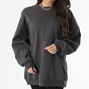 Only - Dames Sweatshirt met oversized col Daze Antraciet Grijs