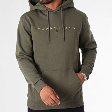 Tommy Jeans - Lineair Goud Hoodie 0503 Khaki Groen Goud