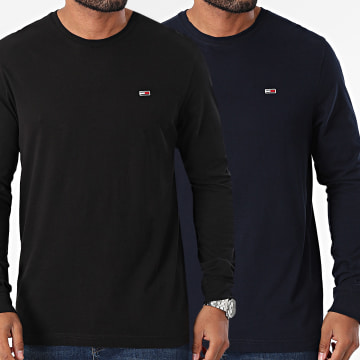 Tommy Jeans - Lot De 2 Tee Shirts Manches Longues 0731 Bleu Marine Noir