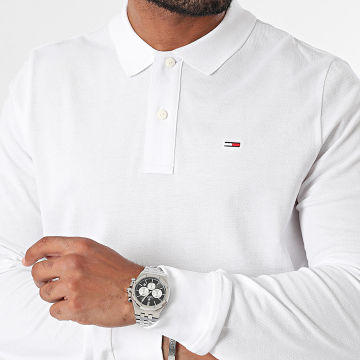 Tommy Jeans - Polo Manches Longues Slim Placket 8309 Blanc