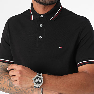 Tommy Hilfiger - Slim Fit Gestipte Polo Korte Mouw 7346 Zwart