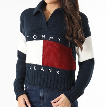 Tommy Jeans - Dames Rwb Vlag Ruby 8677 Navy Rood Wit Trui