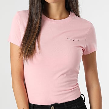 Tommy Jeans - Tee Shirt Slim Femme Linear 8785 Rose