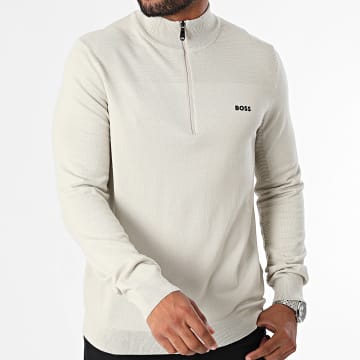 BOSS - Momentum X Zip Neck Sweater 50498560 Licht beige