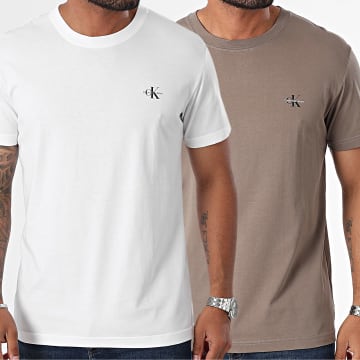 Calvin Klein - Lot De 2 Tee Shirts 0199 Blanc Marron