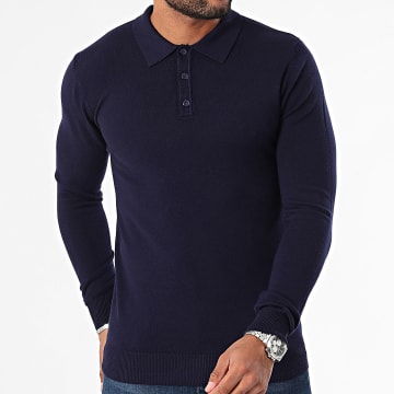 KZR - Navy poloshirt met lange mouwen