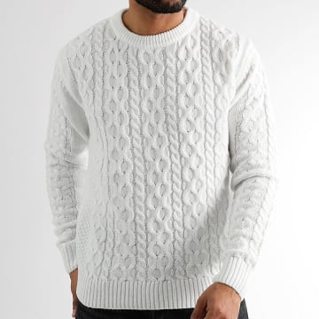LBO - Pull Col Rond Torsades 1426 Blanc