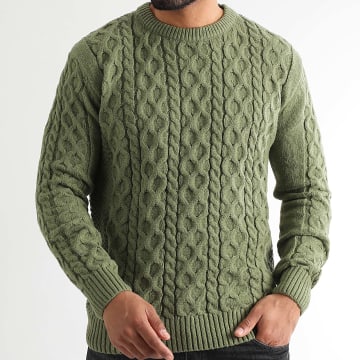 LBO - Pull Col Rond Torsades 1432 Vert Kaki