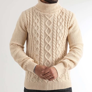 LBO - Pull Col Roulé Torsades 1437 Beige