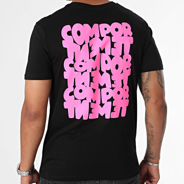 Comportement - Tee Shirt Bubble Noir Rose Fluo