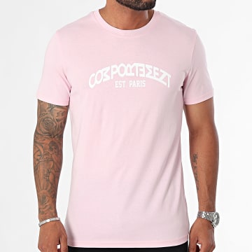 Comportement - Tee Shirt Est. Paris Rose Blanc