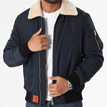 Bombers Original - Versmold Schapenvacht Kraag Bomber Marine Blauw