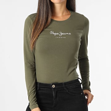 Pepe Jeans - Tee Shirt Manches Longues Femme New Virginia Vert Kaki