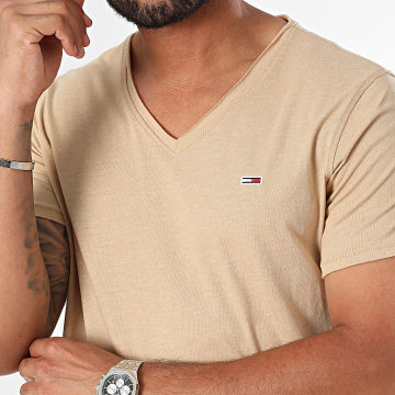 Tommy Jeans - Slank V-hals T-shirt Jaspe 9587 Beige