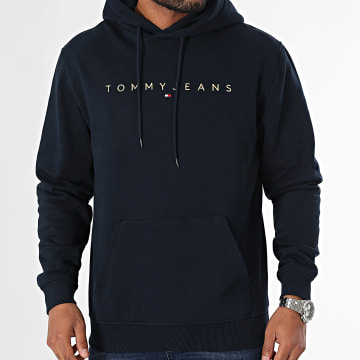 Tommy Jeans - Sweat Capuche Linear Gold 0503 Bleu Marine Doré