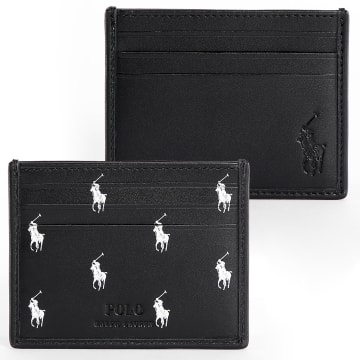 Polo Ralph Lauren - Custodia per carte all over player in bianco e nero