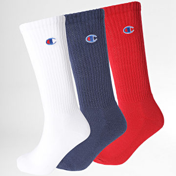 Champion - Lot De 3 Paires De Chaussettes Authentic Bleu Marine Blanc Rouge