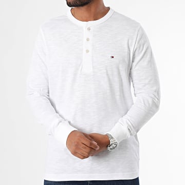 Tommy Hilfiger - Tee Shirt Manches Longues Slub Henley 6460 Blanc