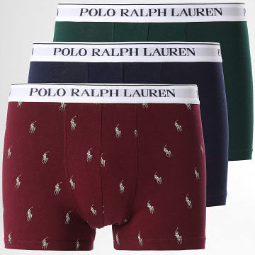 Polo Ralph Lauren - Set di 3 boxer blu navy verde bordeaux