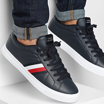 Tommy Hilfiger - Icon Court Leren Strepen 5163 Woestijnhemel Sneakers