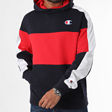 Champion - Sweat Capuche A Bandes 220317 Bleu Marine Rouge