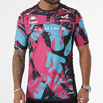 Kappa - Tee Shirt Kombat 2024 Ocon Alpine F1 361W46W Zwart Roze Lichtblauw