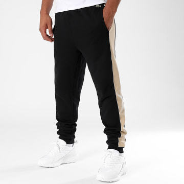 Lacoste - Pantalon Jogging Logo Brodé Crocodile Noir Beige