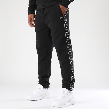 Lacoste - Pantalon Jogging A Bandes Logo Brodé Crocodile Noir