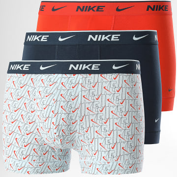 Nike - Confezione da 3 boxer in cotone elasticizzato KE1008 Bianco Arancione Blu Navy