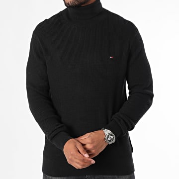 Tommy Hilfiger - Structure 6526 Suéter negro con cuello vuelto