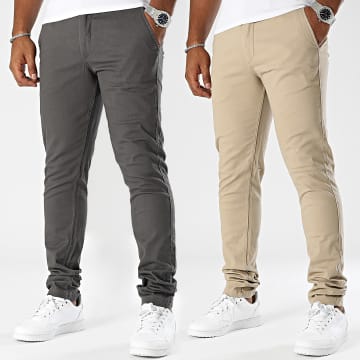 Jack And Jones - Set di 2 pantaloni chino Marco Dave 12180705 Beige Grigio antracite