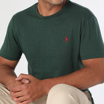 Polo Ralph Lauren - Tee Shirt Custom Slim Flit Classics Vert Foncé Chiné