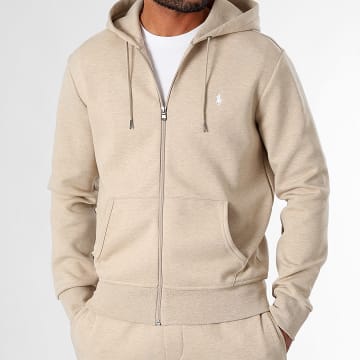 Polo Ralph Lauren - Originele Player Hooded Zip Sweat Top Beige Chiné