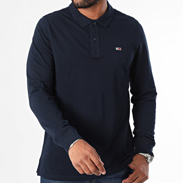 Tommy Jeans - Polo Manches Longues Slim Placket 8309 Bleu Marine