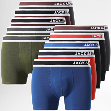 Jack And Jones - Set van 10 Jimmy Solid Boxers Zwart Koningsblauw Oranje Grijs Bordeau Groen Khaki