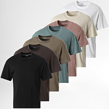 Jack And Jones - Bradley 7 T-shirts Beige Zwart Wit Roze Lichtblauw Bruin Taupe