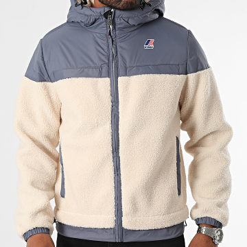 K-Way - Veste Sherpa Zippée Capuche Le Vrai 3.0 Jildaz Orsetto K71341W Beige Gris