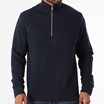 Produkt - Felpa basic con zip blu navy