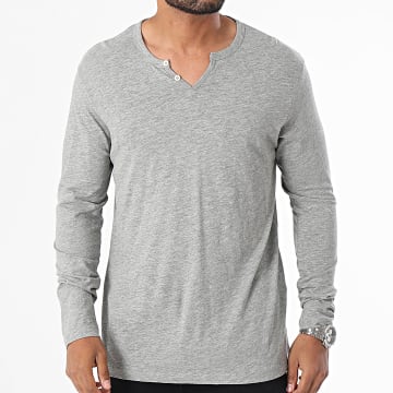 Produkt - Tee Shirt Manches Longues Col Tunisien 12204411 Gris Chiné