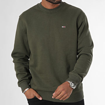 Tommy Jeans - Sweat Crewneck Regular Fit Flag 0741 Vert Kaki