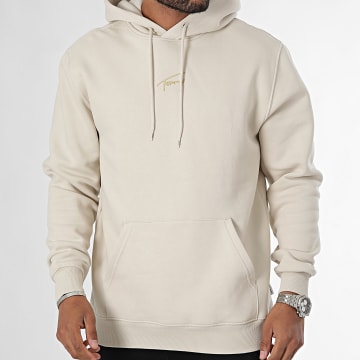 Tommy Jeans - Sweat Capuche Regular Gold Signature 0507 Beige Doré