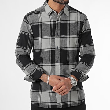 Only And Sons - Gudmund Negro Gris Camisa de manga larga a cuadros