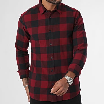 Camicia a quadri rossa e nera lunga top