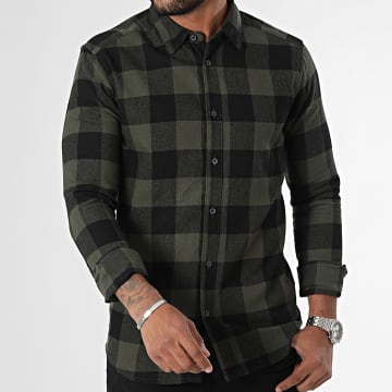 Only And Sons - Gudmund Langarmshirt Kariert Schwarz Dunkelgrün