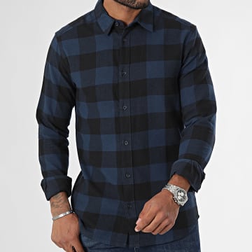 Only And Sons - Gudmund Langarmhemd Kariert Schwarz Marineblau
