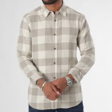 Only And Sons - Chemise Manches Longues A Carreaux Gudmund Beige