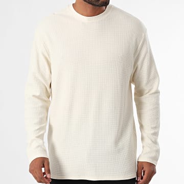 Only And Sons - Tee Shirt Manches Longues Regular Morten Beige Clair